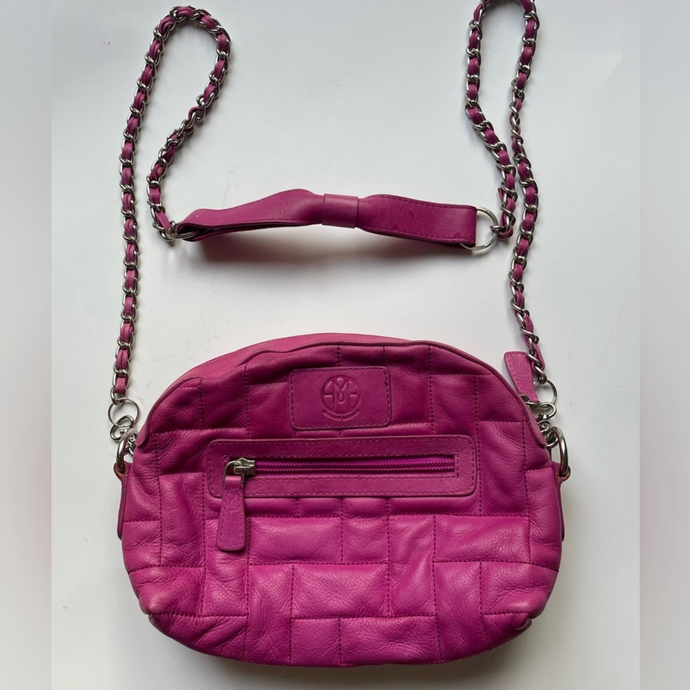 modalu london Pink Quilted Leather Crossbody Bag